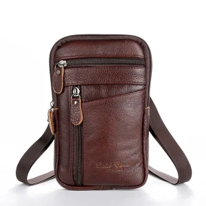 Petit sac bandoulière en cuir pour homme, sacoche pour téléphone portable